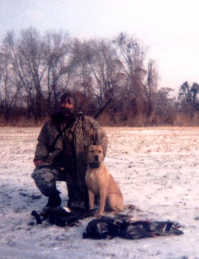Sean Pegram and his fine english pup Millie on a cold but productive morning in the field.